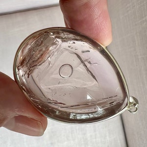 Top quality Enhydro silver pendant with moving bubble in large cavity - clear quartz rock crystal - ID A0046