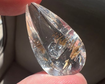 Enhydro large bubble - Teardrop Quartz rock crystal with enhydro bubble - ready to be set as jewelry