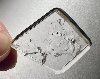 Enhydro pendant with moving bubble and calcite crystals - quartz rock crystal IDA 0707