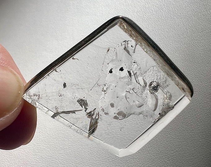 Enhydro pendant with moving bubble and calcite crystals - quartz rock crystal IDA 0707