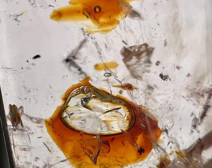 Petroleum quartz Enhydro silver pendant with multiple bubbles - rock crystal petroleum inclusion - firefly golden enhydro - ID A0411