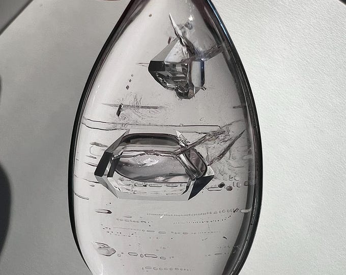 ONHOLD Enhydro pendant with bubble in a rare 'skeleton' crystal shape cavity - top quartz rock crystal enhydro inclusion - ID A0716