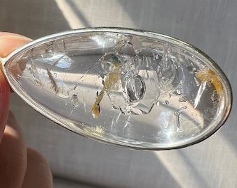Enhydro silver pendant with moving bubble - high quality crystal - enhydro fluid inclusion bubble - ID A0141