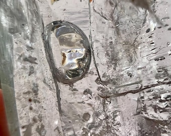 Enhydro Quartz Pendant – Golden Healer Hematite, Brazil (82x36x26mm)