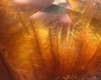 Exceptional Golden Rutile mineral specimen from Brazil, rutilated quartz crystal