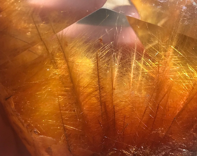 Exceptional Golden Rutile mineral specimen from Brazil, rutilated quartz crystal