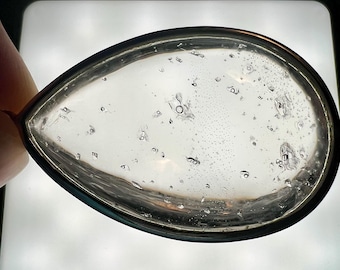 Raindrop Enhydro - Uncommon - quartz crystal pendant with tiny enhydro "droplets" bubbles - ID A0440