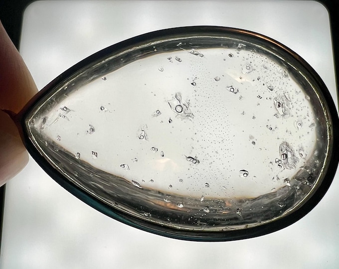 Raindrop Enhydro - Uncommon - quartz crystal pendant with tiny enhydro "droplets" bubbles - ID A0440