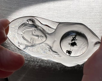 Inclusion - Fine Quartz rock crystal carving with chlorite and rutile inclusions - ID A0240
