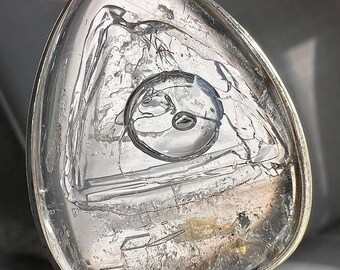 Superb Enhydro pendant with large moving bubble - quartz rock crystal with overlapping bubble inclusions - ID A0509