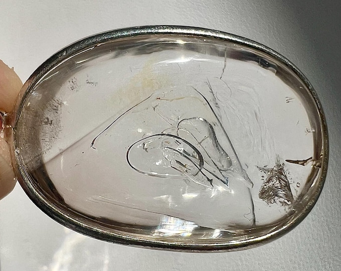 Enhydro quartz rock crystal pendant with large moving bubble - Elegant pendant - ID A0631