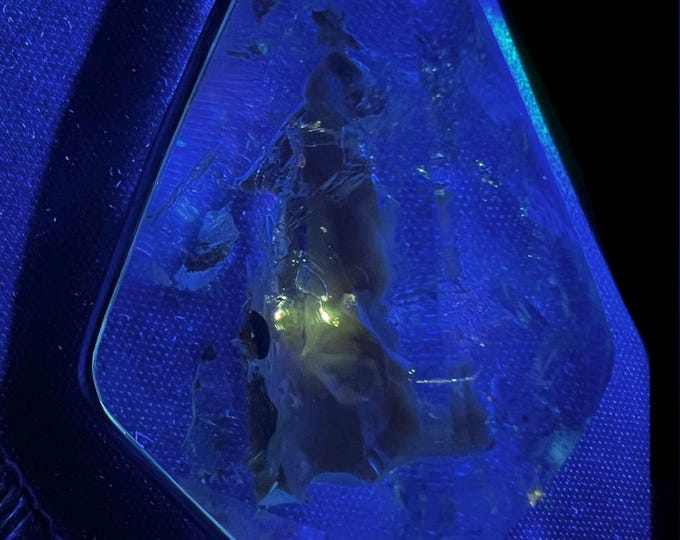 Rare - specialty Firefly Enhydro, moving bubble with falling yellowish brown sediment - secret UV reactive single firefly - IDA0529
