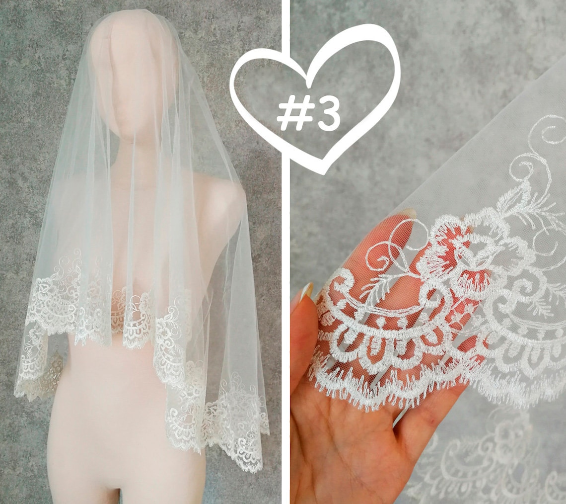 Beautiful embroidered wedding veils with different designs / Etsy