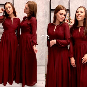 Maroon floor length deals dress