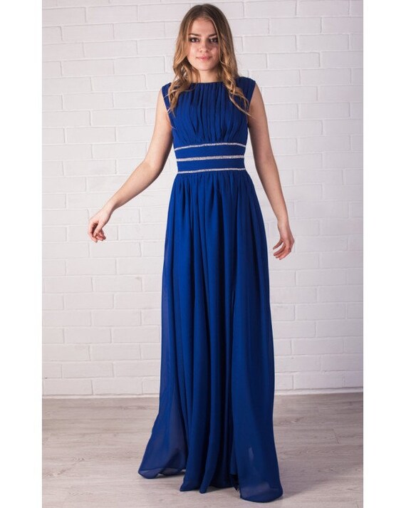 Navy top chiffon gown