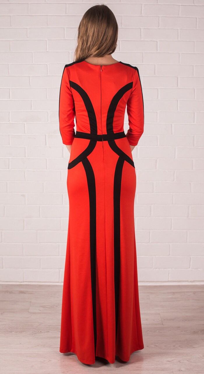 open lace back dress Red Jersey Spaghetti Straps Plunging Slit Simple Bridesmaid Prom Dress