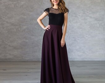 High Waist Skirt, Extravagant Marsala Long Skirt, Cocktail Women Skirt, Evening Maxi Skirt, Prom Skirt, Classic Skirt