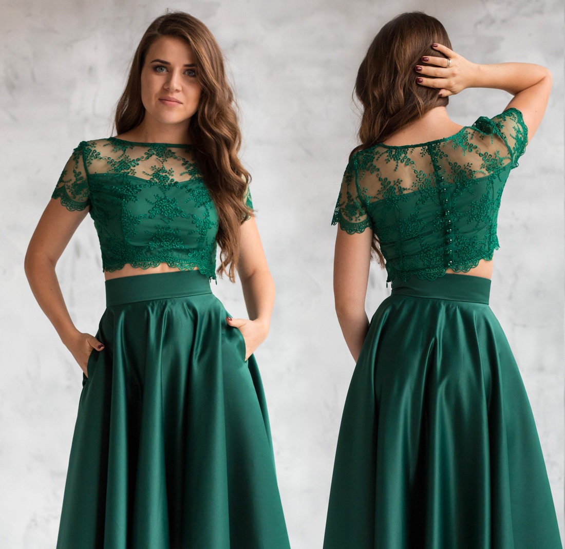 Buy Evening Crop Top / Lace Top With Pearl Buttons / Crop Top Prom ...