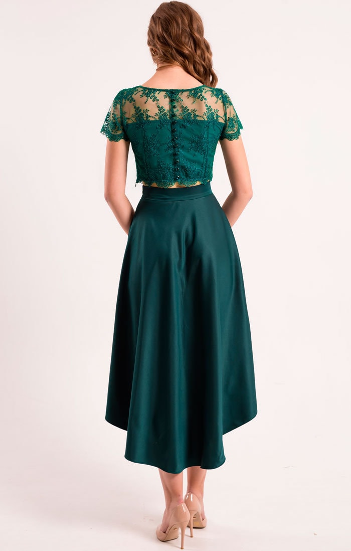Emerald Skirt / Midi High Waist Skirt / Emerald Green Skirt