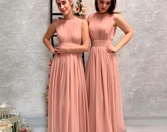 Greek Chiffon Bridesmaid Dress: Formal Evening Gown