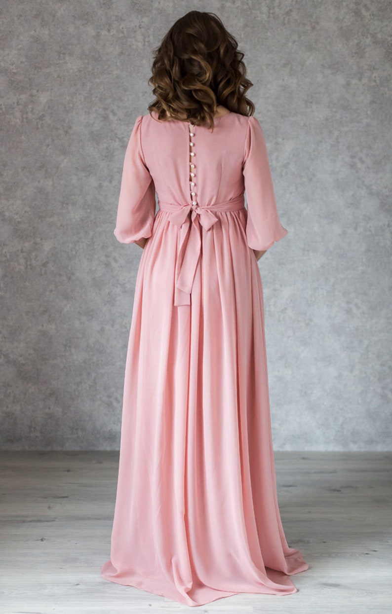 Elegance Blush Maternity Dress / Long Chiffon Formal Dress for Etsy