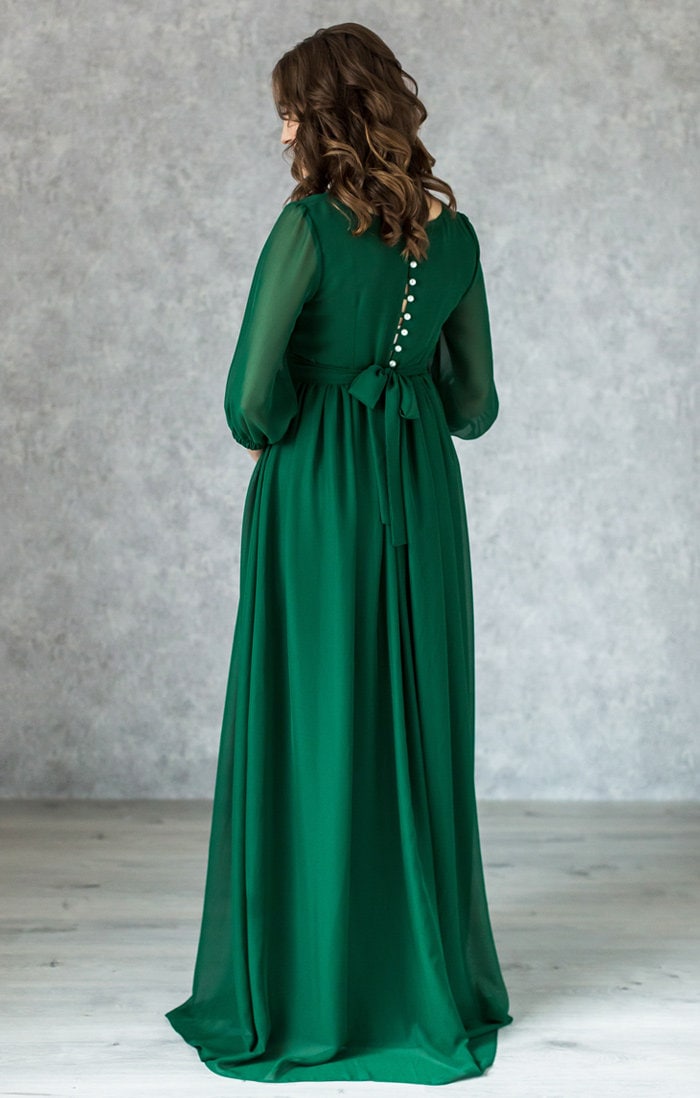 emerald green maternity gown
