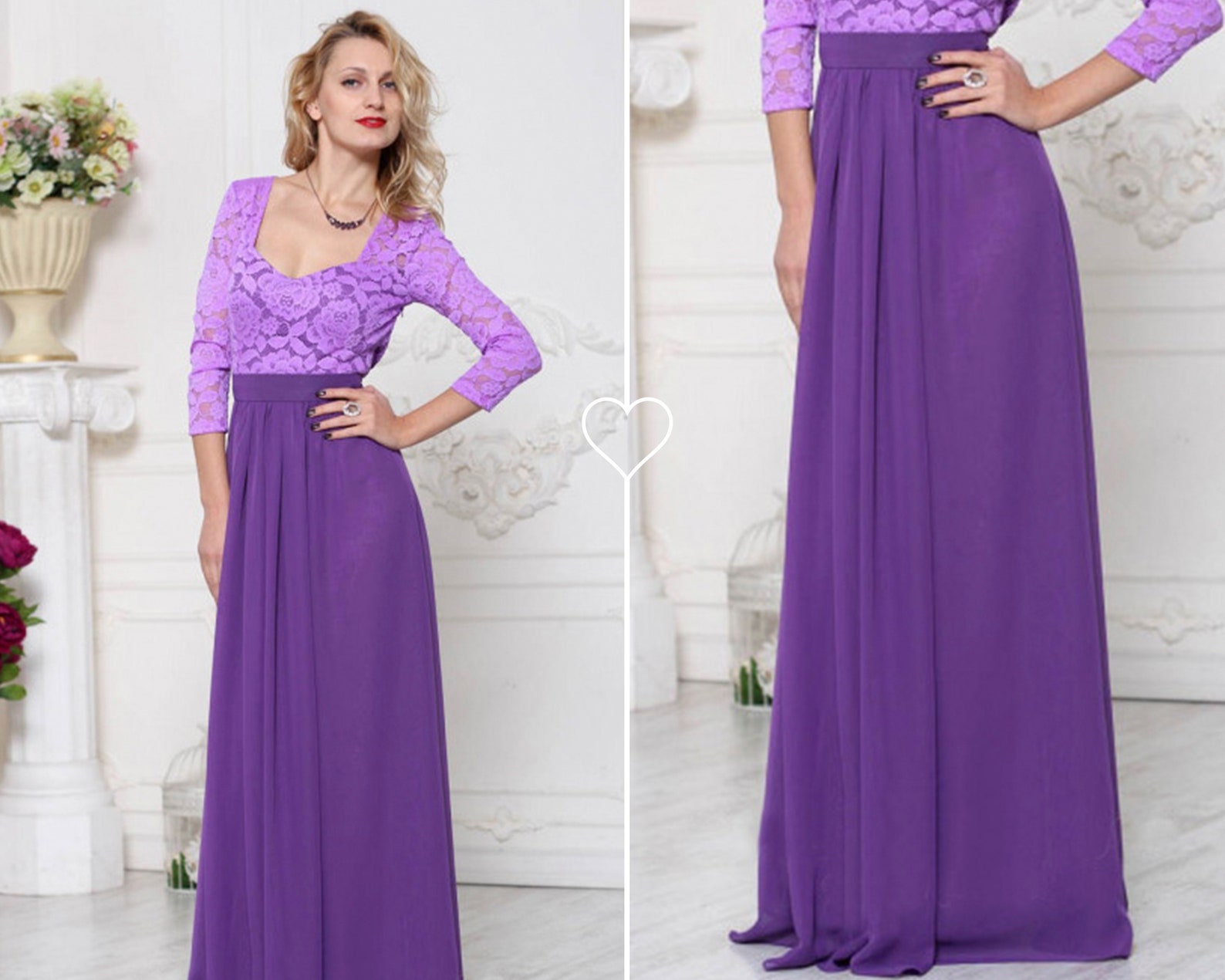 lilac chiffon gown