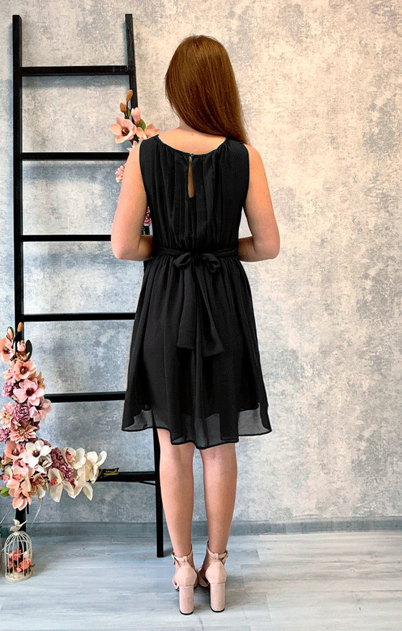 Black Coctail Dress / Greek Style Sleeveless Chiffon Evening | Etsy