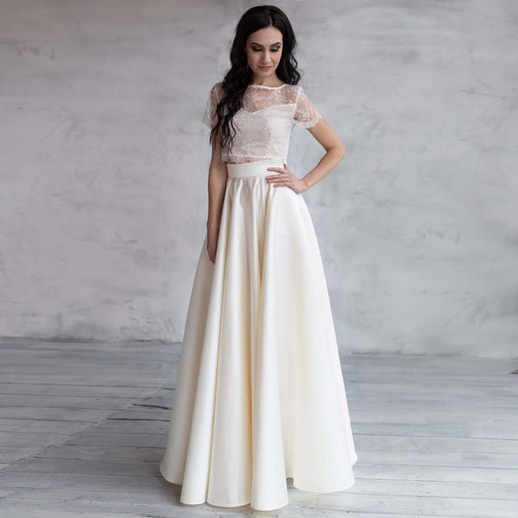 Elegant Wedding Ivory Satin Full Skirt, Bridal Floor Length