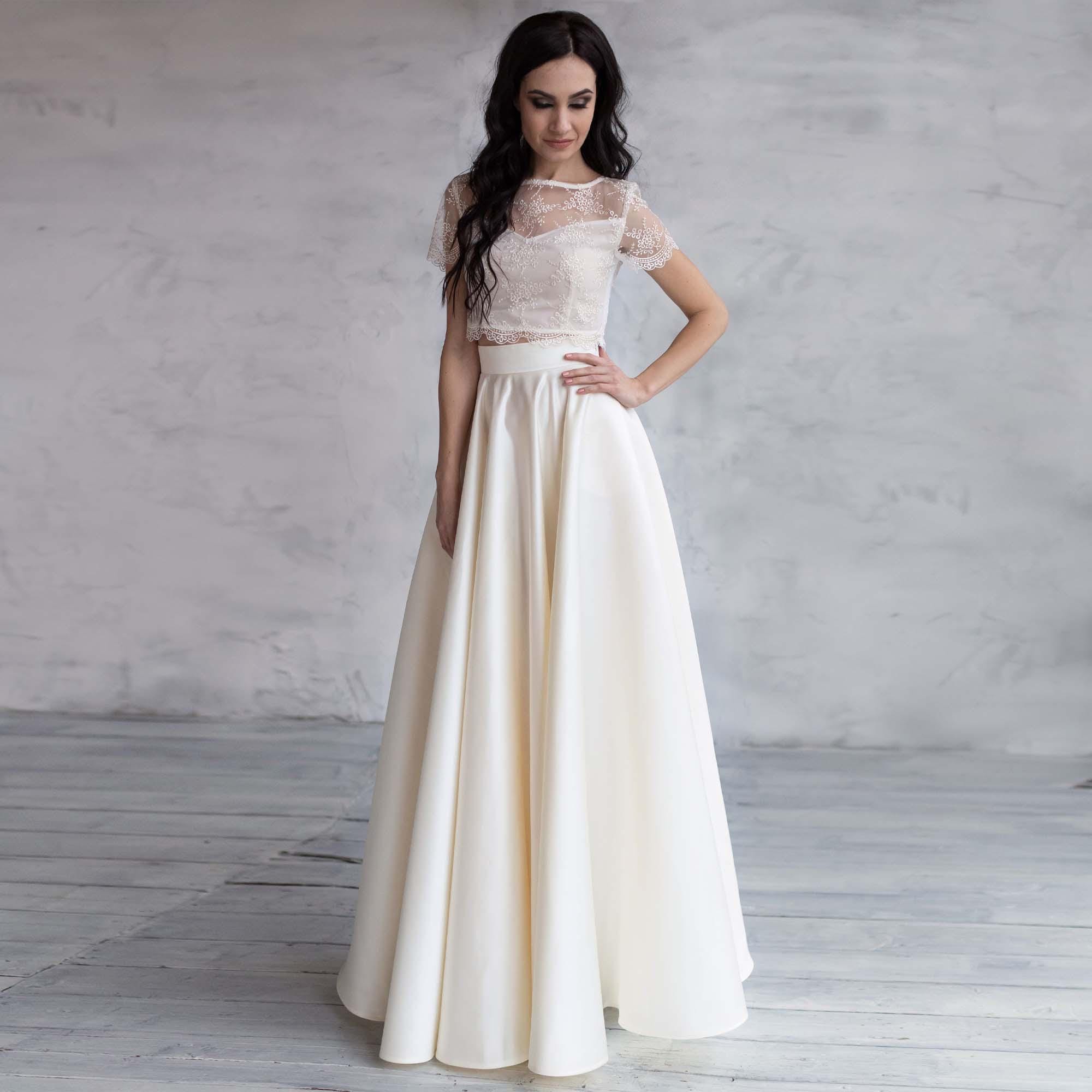 Elegant Wedding Ivory Satin Full Skirt, Bridal Floor Length Skirt - Etsy  Israel