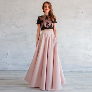 Elegant Formal Blush Satin Full Skirt / Evening floor length skirt
