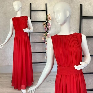 Red Chiffon Formal Dress: Elegant Greek Style Gown in L and XL sizes
