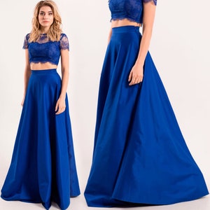 Blue Maxi Skirt / Bridesmaid Skirt / Long Prom Skirt / Long Evening Skirt / Cotton Floor Length Skirt / Long Polished Cotton Blue Skirt
