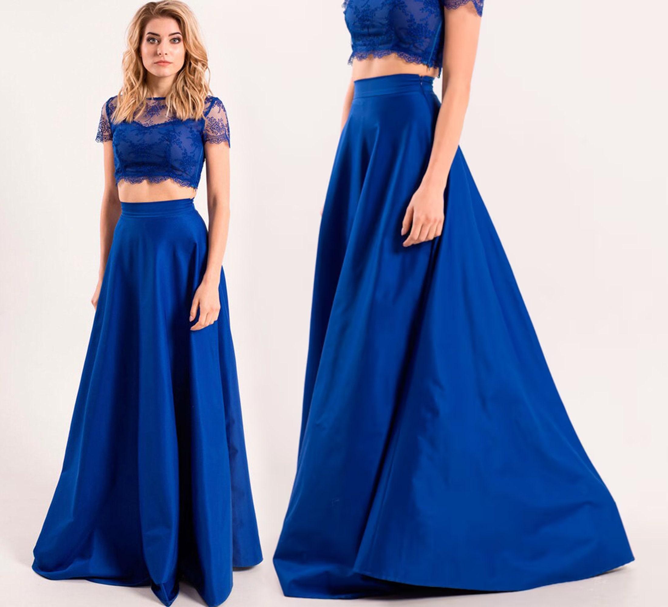 スカート A FERRETTI Mikado long skirt Blu Long skirt in mikado | Alberta Ferretti