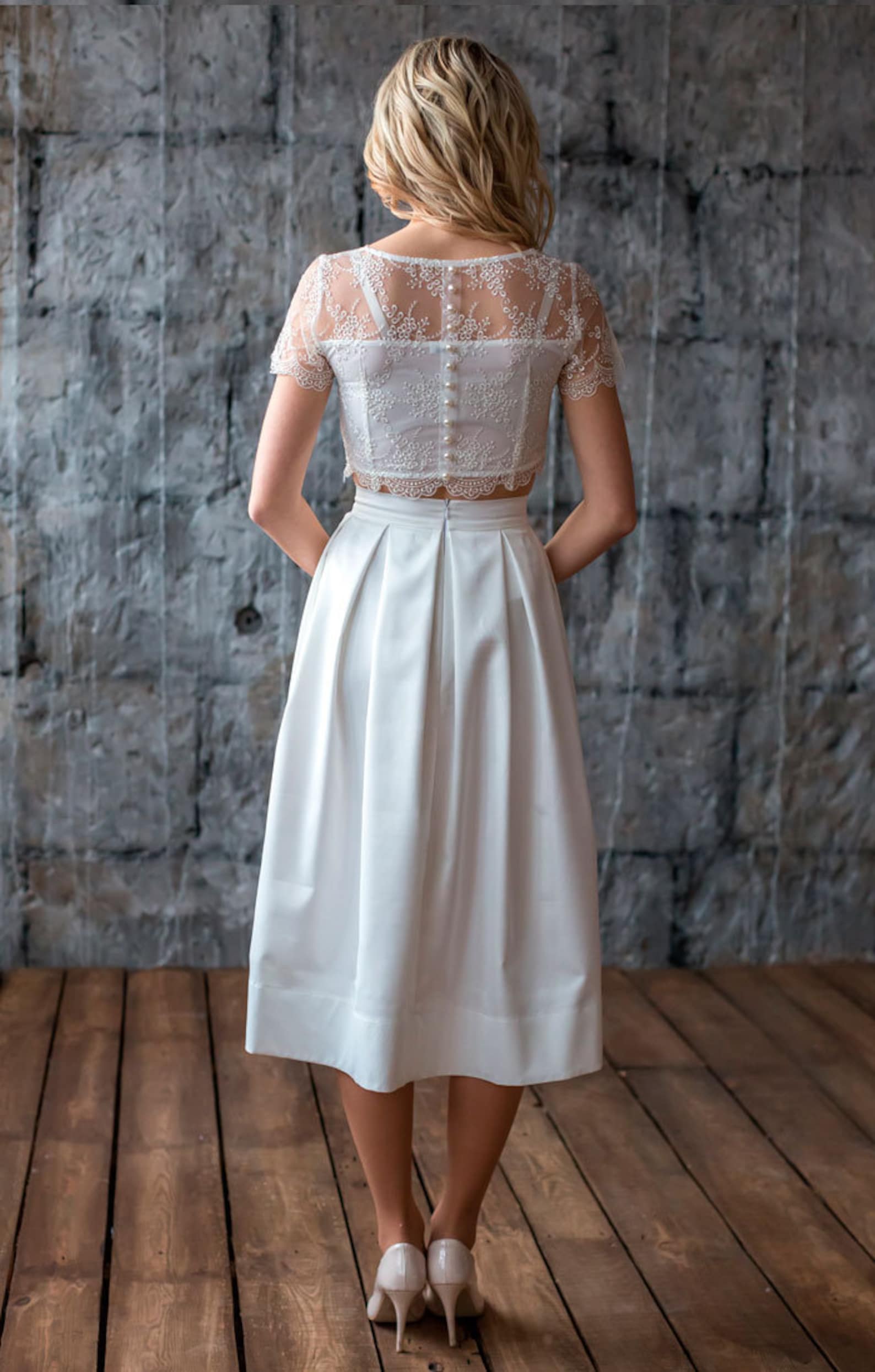Wedding skirt / ivory midi skirt / elegant white wedding skirt Etsy