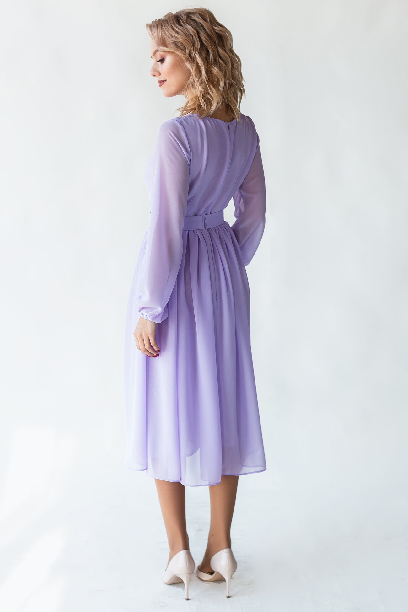 long sleeve flowy cocktail dresses