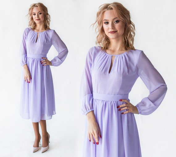 lavender long sleeve dress