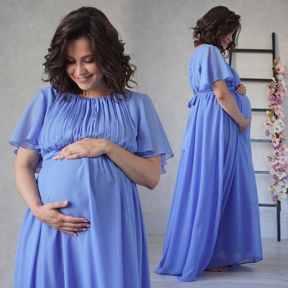 Blue and pink store maternity maxi dress