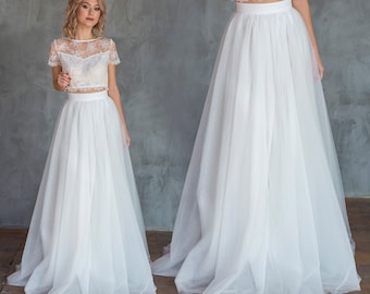Ivory Tulle Wedding Skirt: High Waist Bridal Mesh Skirt
