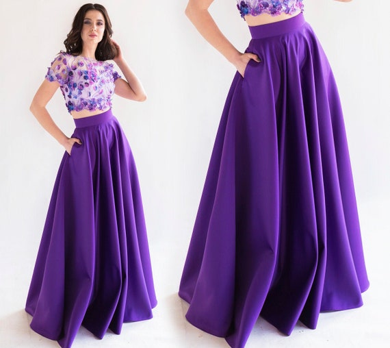 Elegante falda de púrpura formal / Maxi - Etsy México