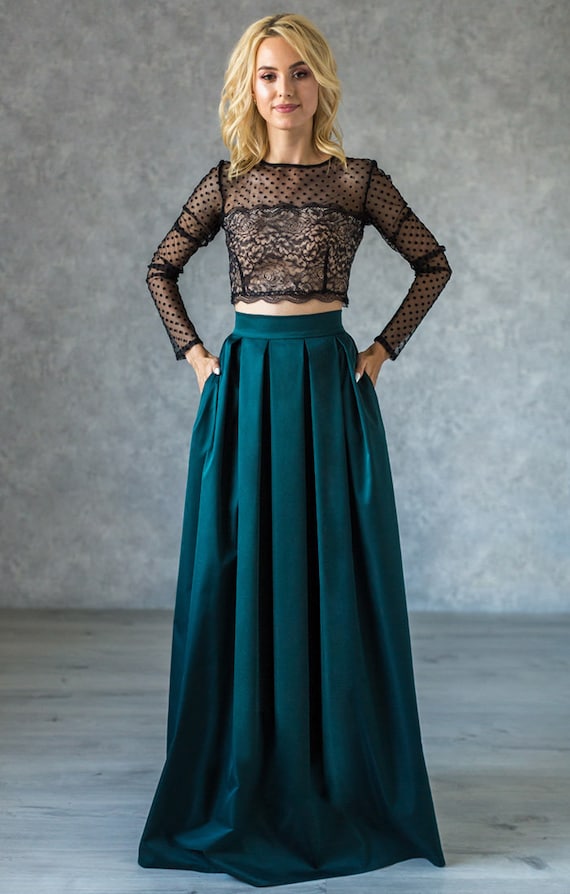 Damen Maxirock Aus Baumwolle-Leinen | Elastische Taille A-Linie | Langer Fließender Sommerrock