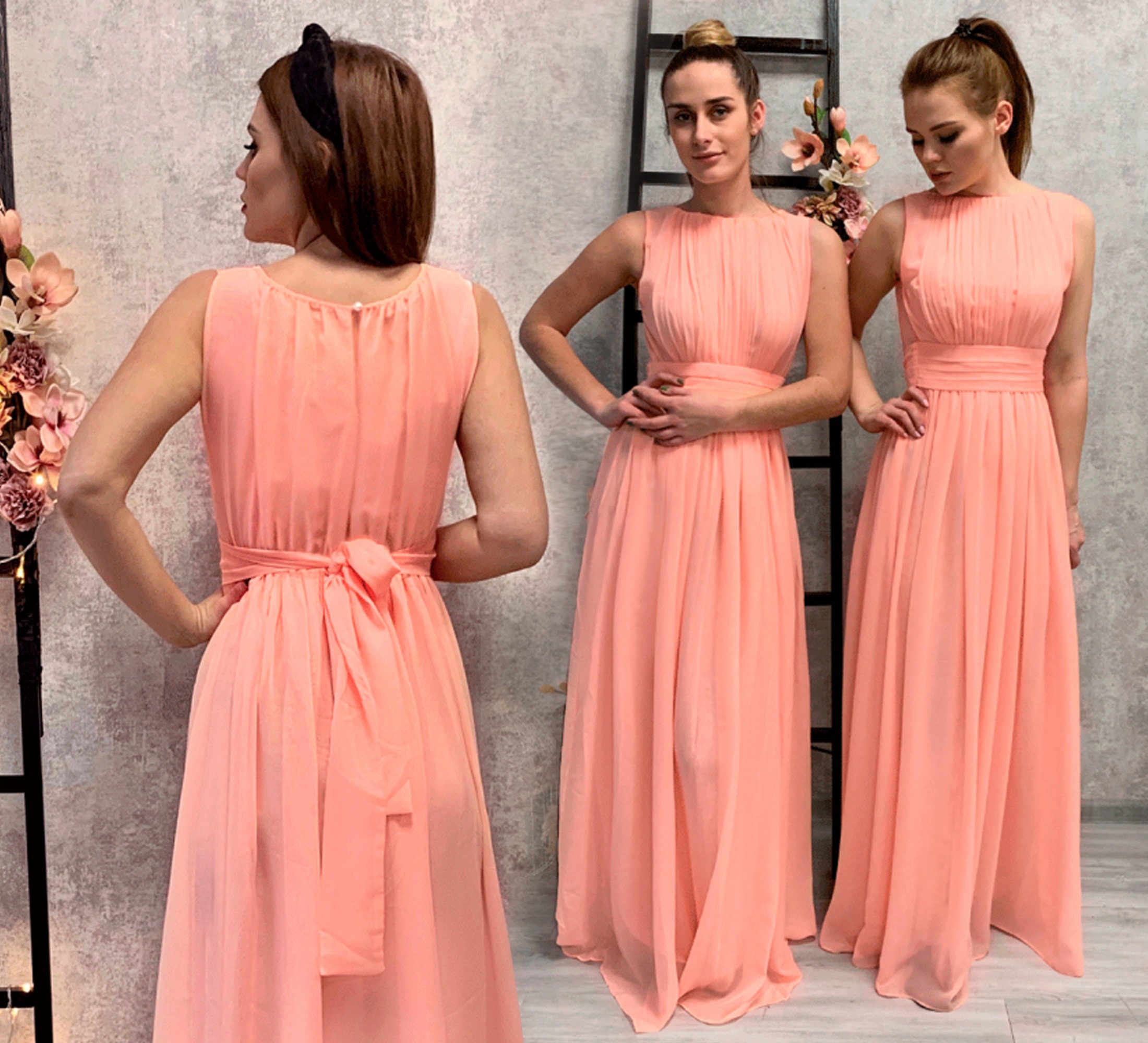 Indo Western gown in peach color – Panache Haute Couture