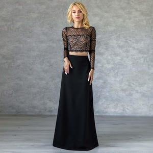 Maxi Black Skirt, Elegant Evening Skirt, Classic Black Skirt, High Waist A Line Skirt, Long Black Skirt