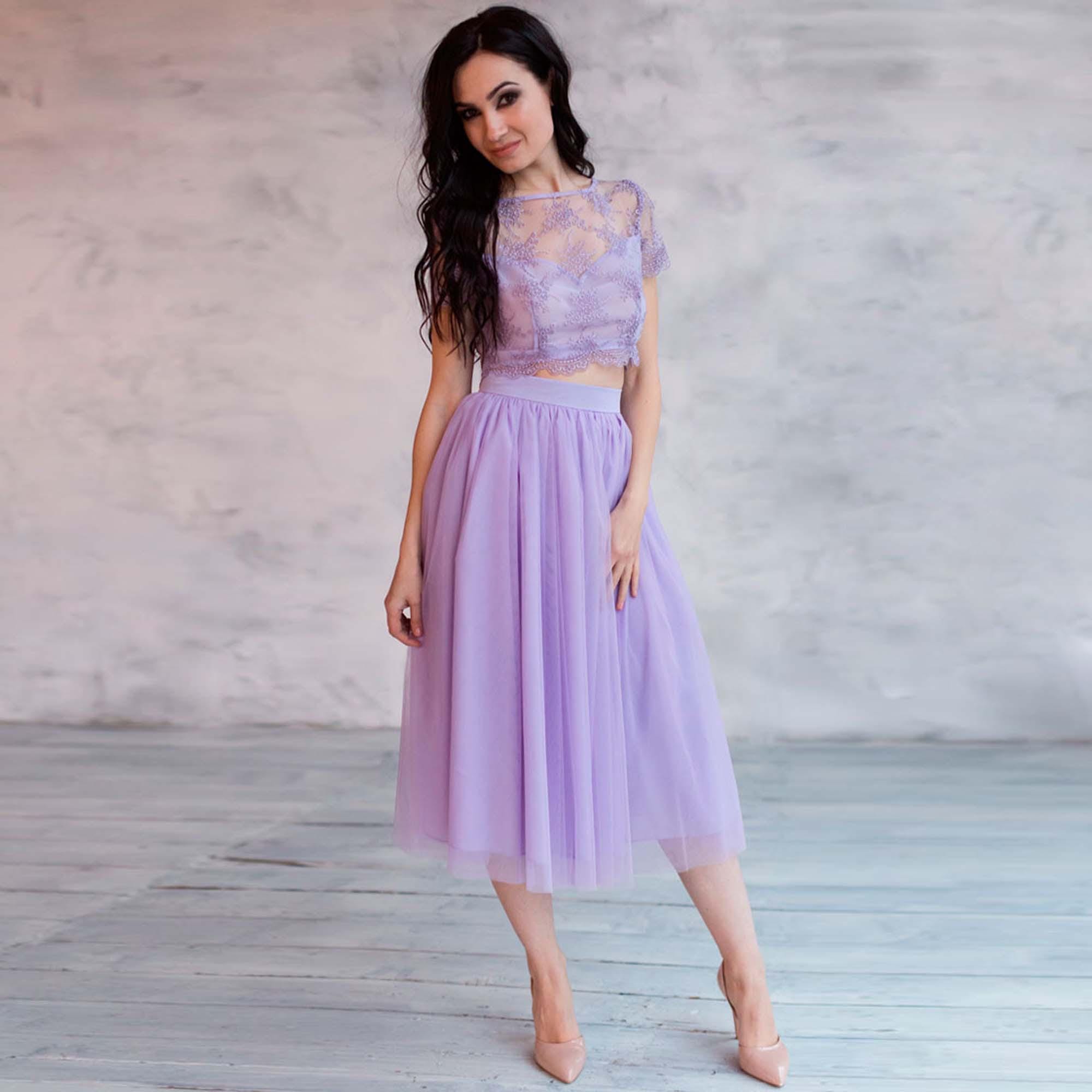 Lilac Tulle Midi Skirt: High Waist Lavender Tutu Skirt - Etsy