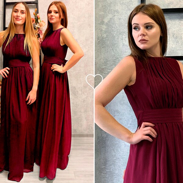 Wine Bridesmaid Dress Etsy