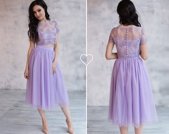 Tulle tutu skirt / lilac bridesmaid skirt / high waist midi skirt / lilac tulle skirt / custom tulle skirt (different colors)
