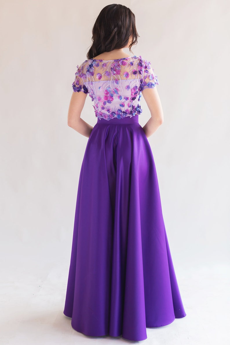 Two Piece Evening Dress With Full Skirt / Evening Crop Top & Etsy