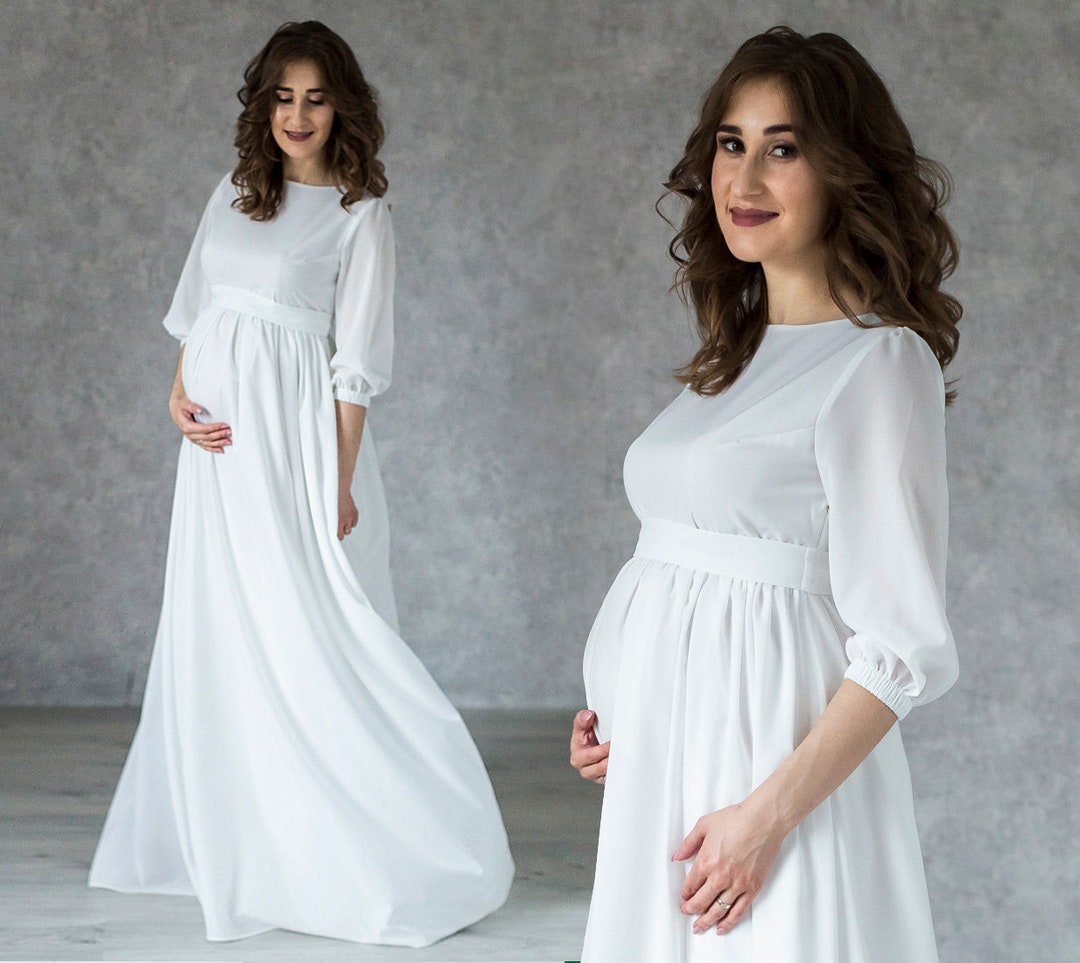 Elegance Wedding Maternity Dress / Long Ivory Formal Dress for - Etsy