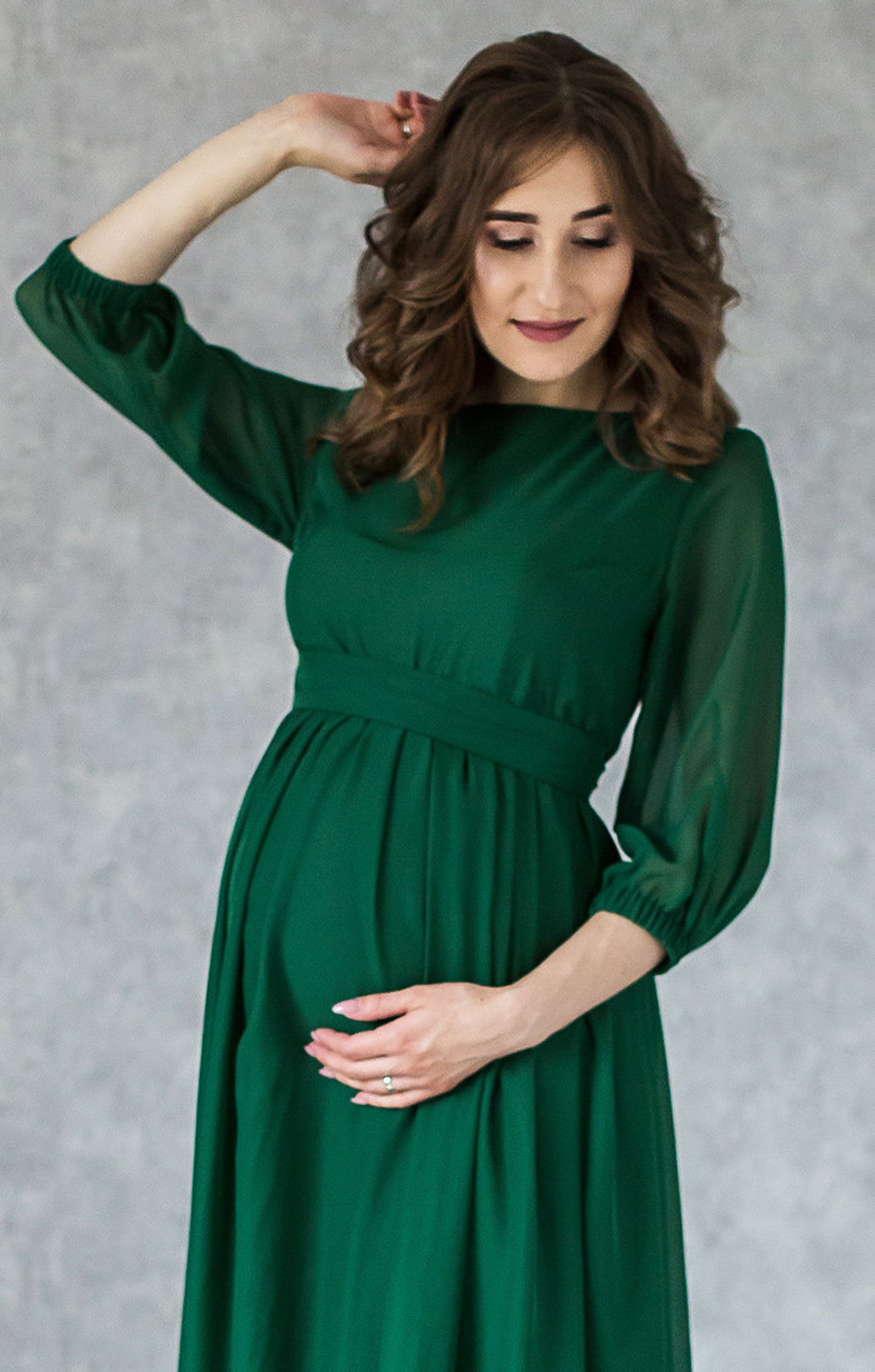 emerald green maternity gown