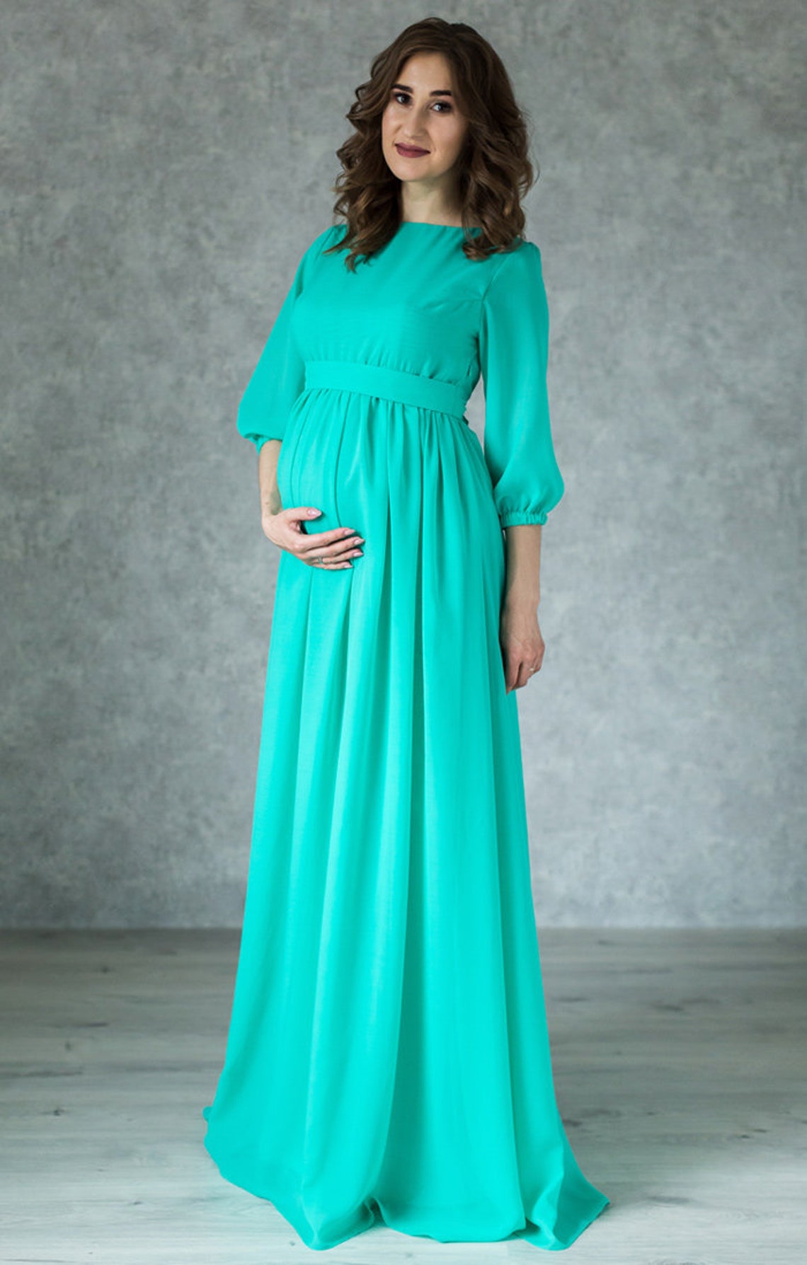 emerald green maternity gown